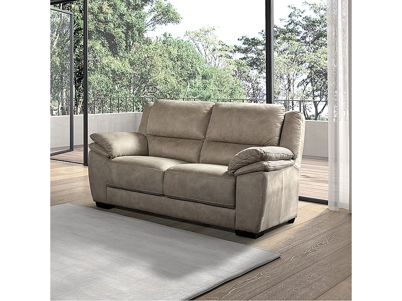 ASTIO - Canapé Fixe 2 Places Tissu Majestic Beige