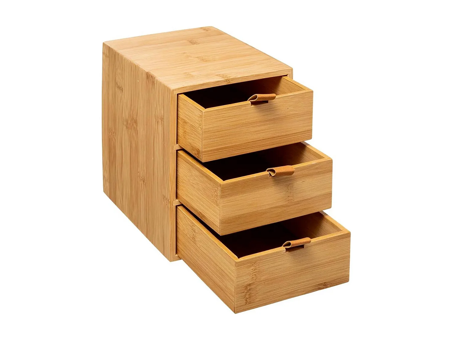 Boîte Déco 3 Tiroirs "Bambou" 21cm Naturel