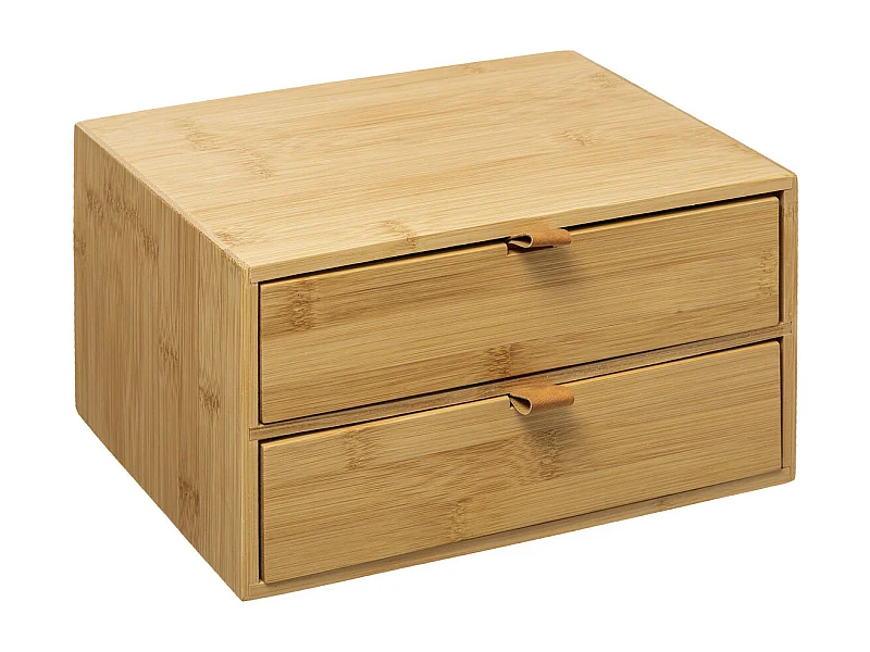 Boîte Déco 2 Tiroirs "Bambou" 25cm Naturel