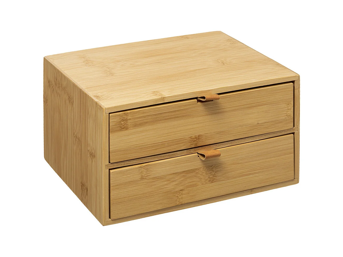 Boîte Déco 2 Tiroirs "Bambou" 25cm Naturel