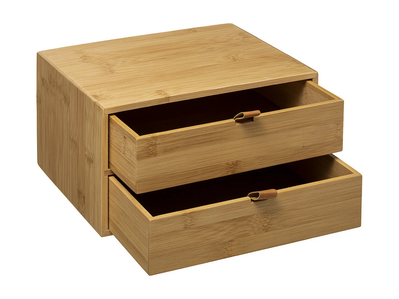 Boîte Déco 2 Tiroirs "Bambou" 25cm Naturel