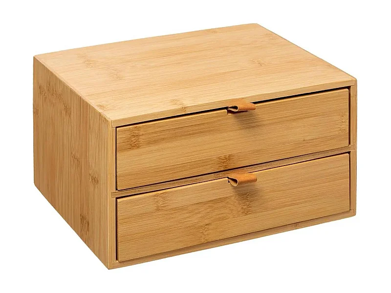Boîte Déco 2 Tiroirs "Bambou" 25cm Naturel