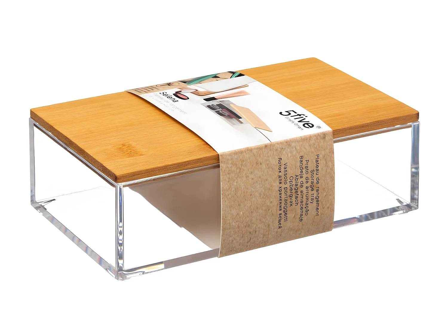 Rechteckiger Küchenbehälter mit Bambusdeckel 16x9,6x h5,1 cm