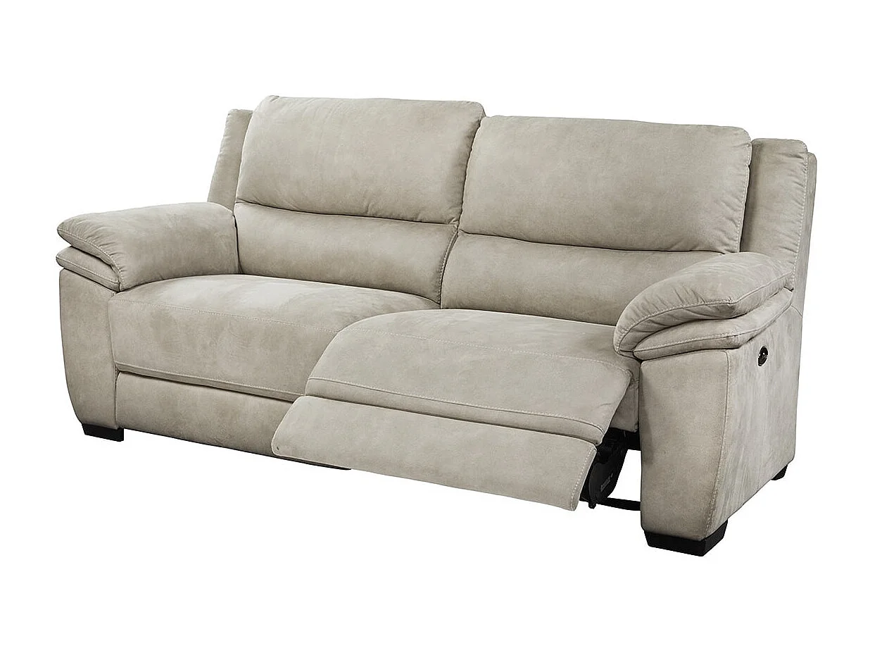 ASTIO - Canapé Relax Electrique 3 Places Tissu Majestic Beige