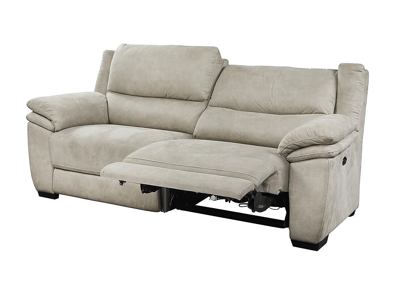 ASTIO - Canapé Relax Electrique 3 Places Tissu Majestic Beige