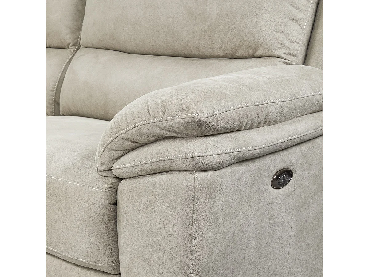 ASTIO - Canapé Relax Electrique 3 Places Tissu Majestic Beige