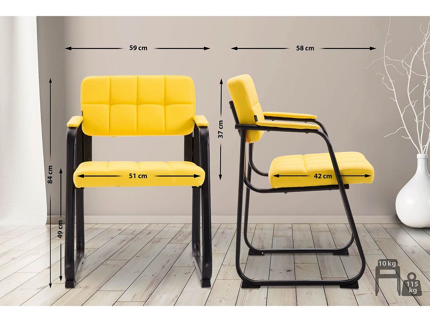 chaises avec accoudoirs - Similicuir & Nature - Jaune - Canada B