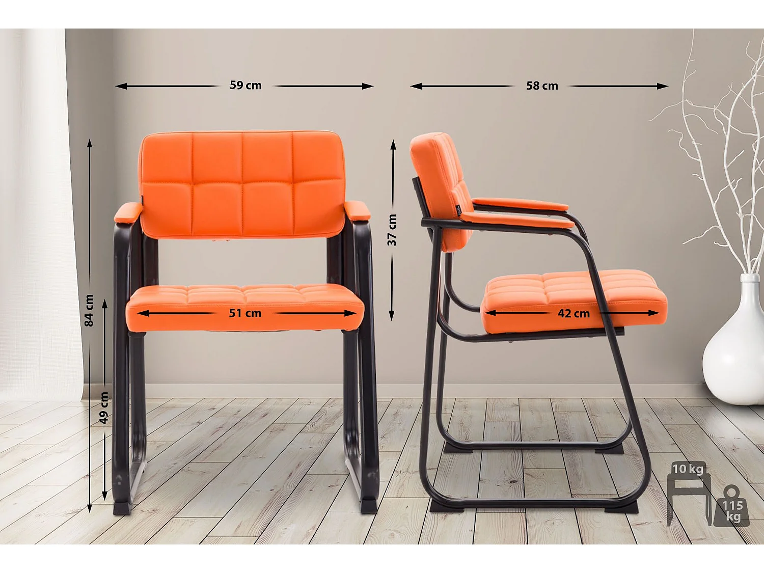 chaises avec accoudoirs - Similicuir & Nature - Orange - Canada B