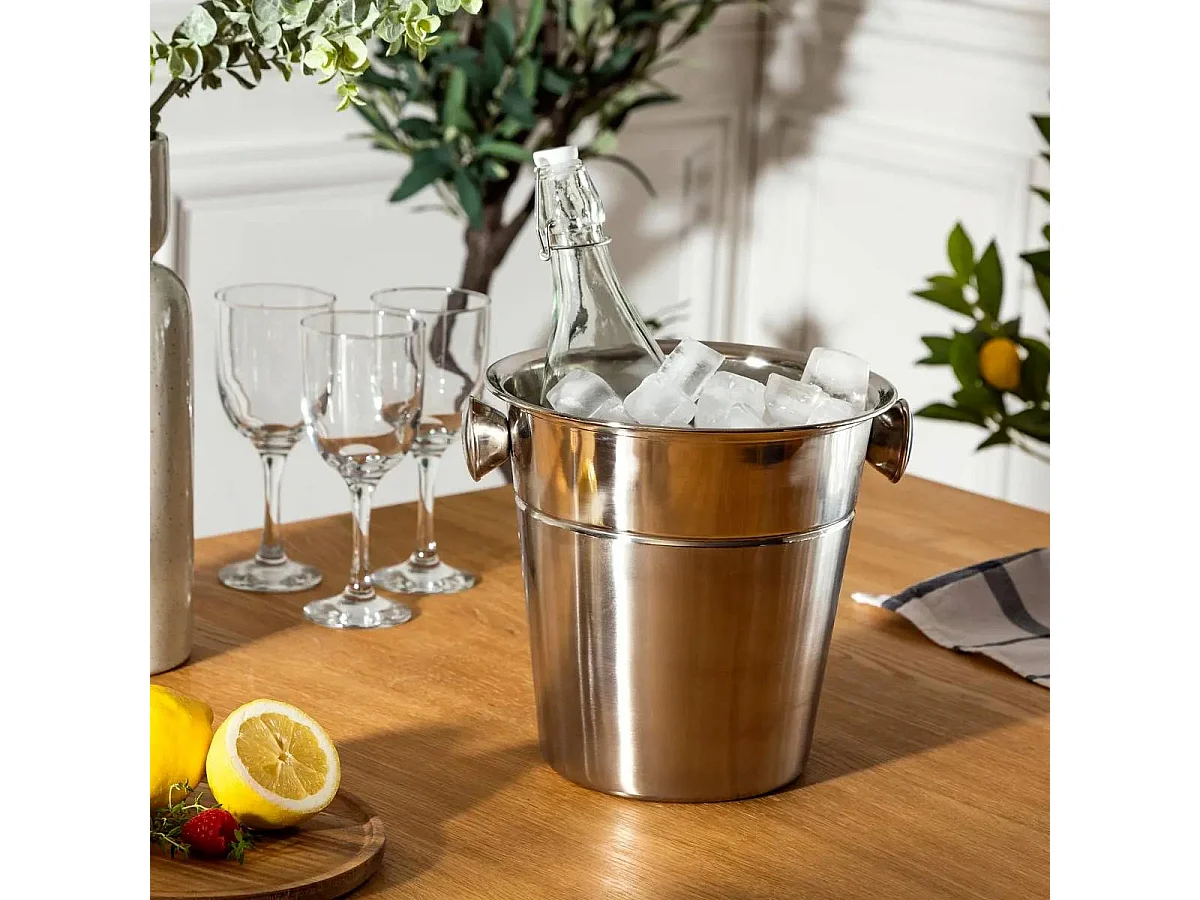Seau à Champagne "Double Finition" 22cm Argent