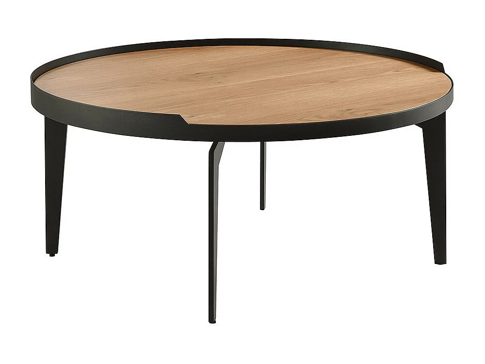 FLECHER - Ensemble Table Basse Bout de Canapé en Chêne et Métal Gris Antrhacite