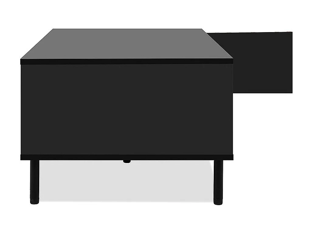 Table Basse 1 Porte Noir et Bois L110,5 cm - MONZA