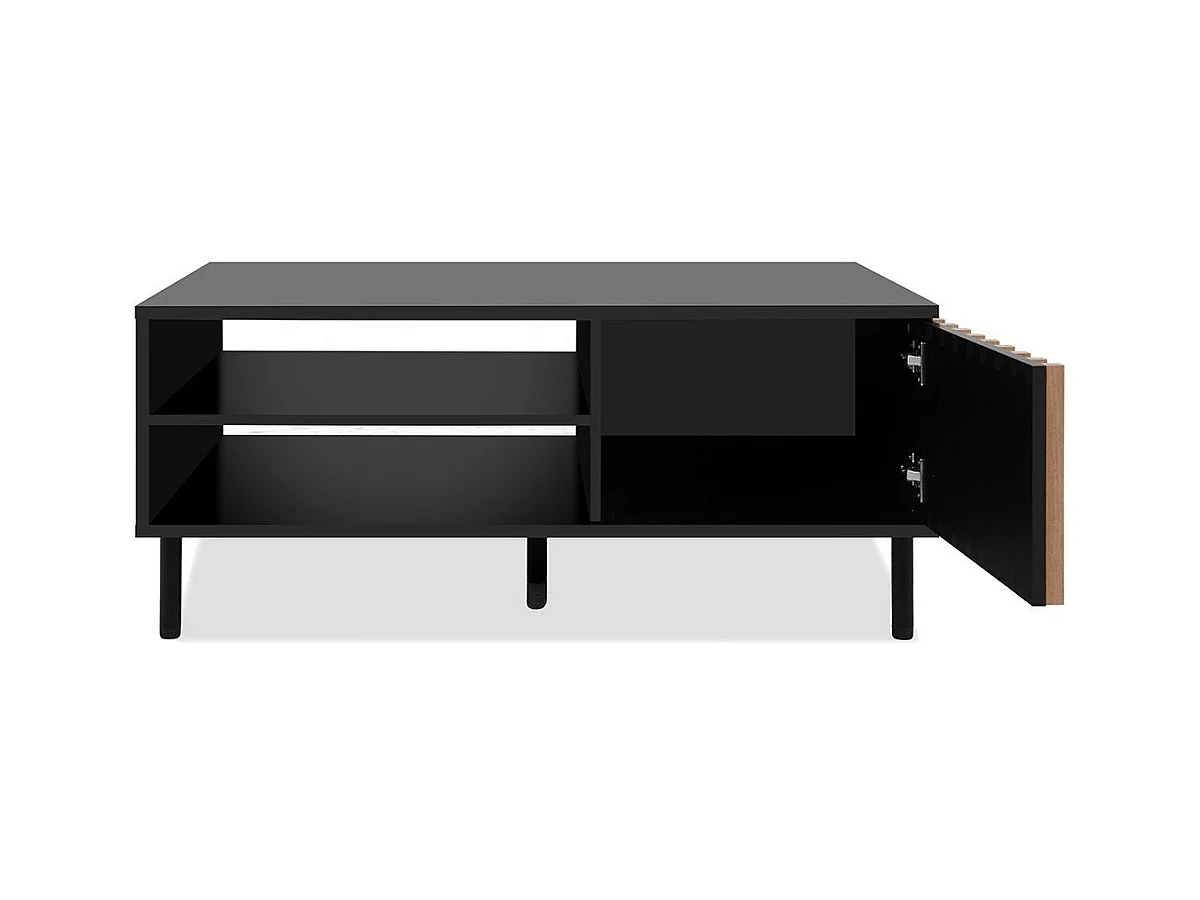 Table Basse 1 Porte Noir et Bois L110,5 cm - MONZA