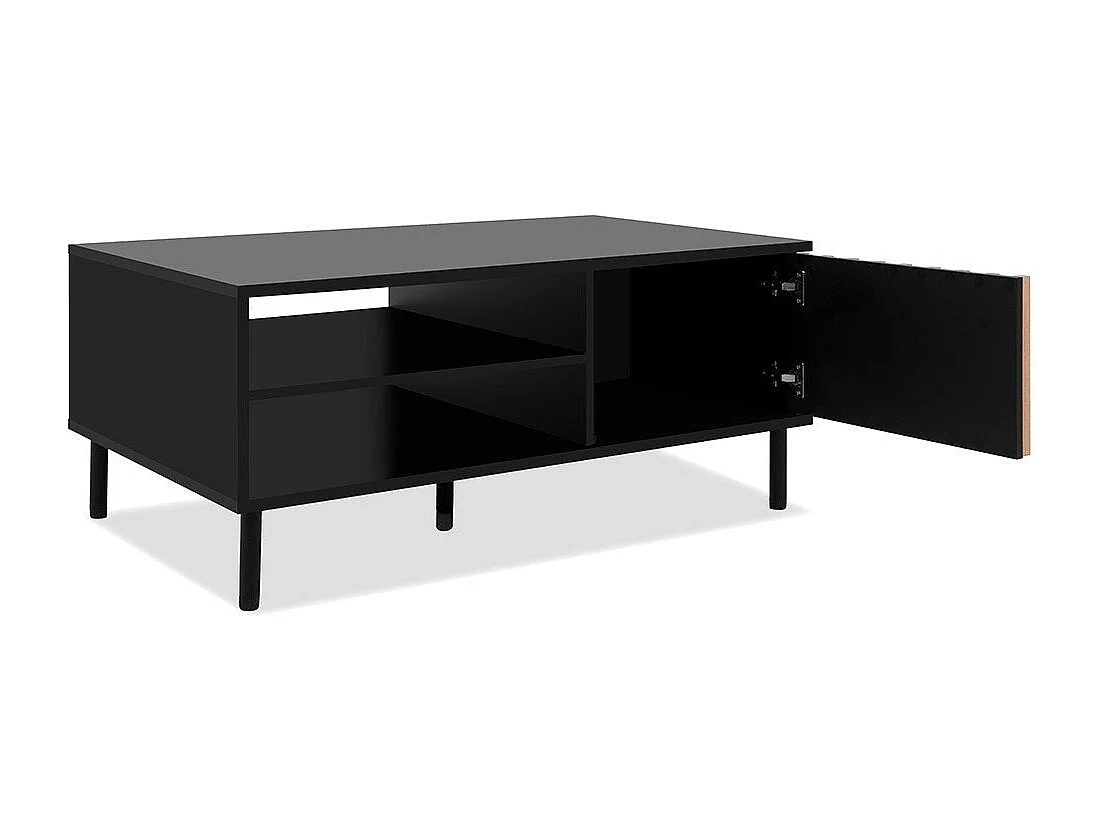 Couchtisch mit 1 Tür Schwarz und Holz L110,5 cm – MONZA