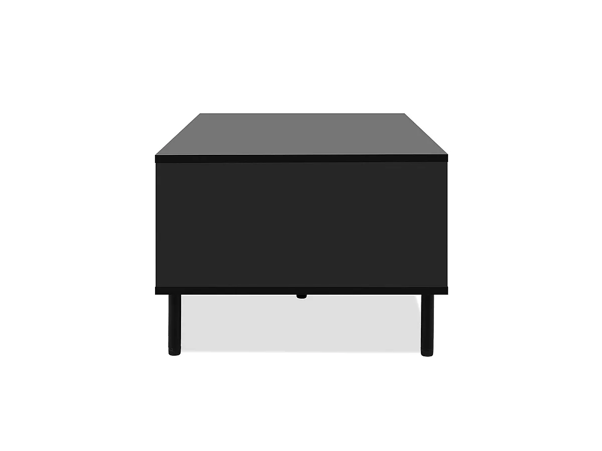 Mesa Baixa 1 Porta Preta e Madeira L110,5 cm - MONZA