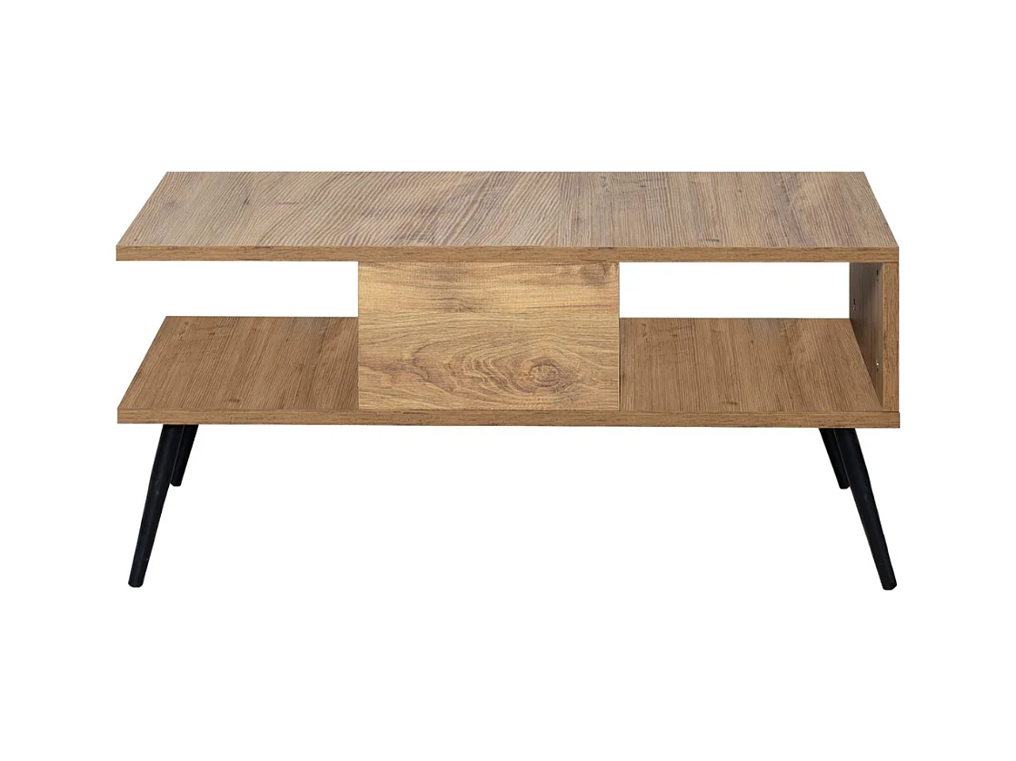 Table basse décor pin et noir L90 cm - BUKLE