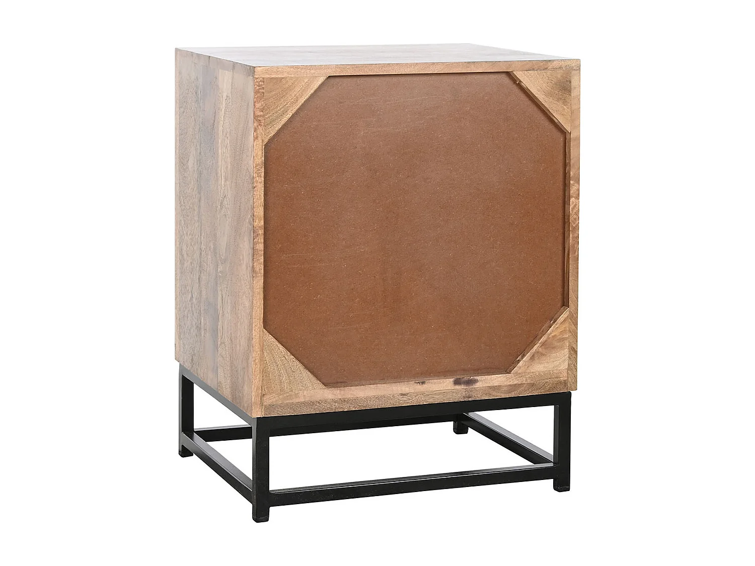 Table de nuit, table de chevet avec 1 porte en bois de manguier et verre - longueur 50 x profondeur 40 x Hauteur 65 cm