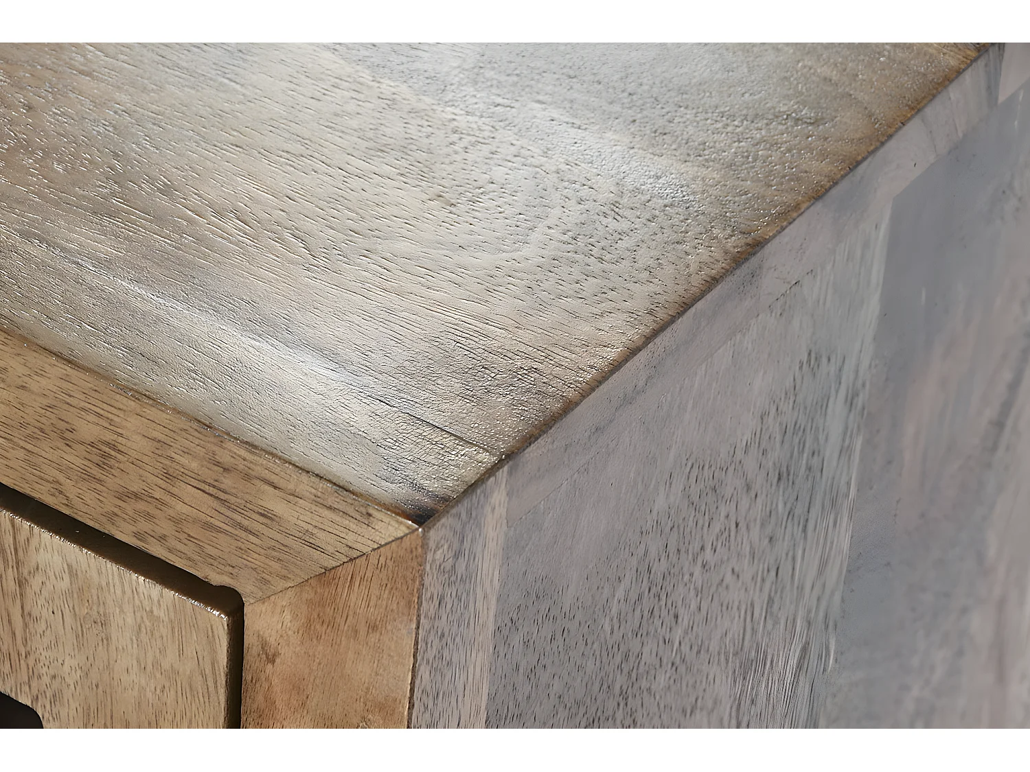 Table de nuit, table de chevet avec 1 porte en bois de manguier et verre - longueur 50 x profondeur 40 x Hauteur 65 cm