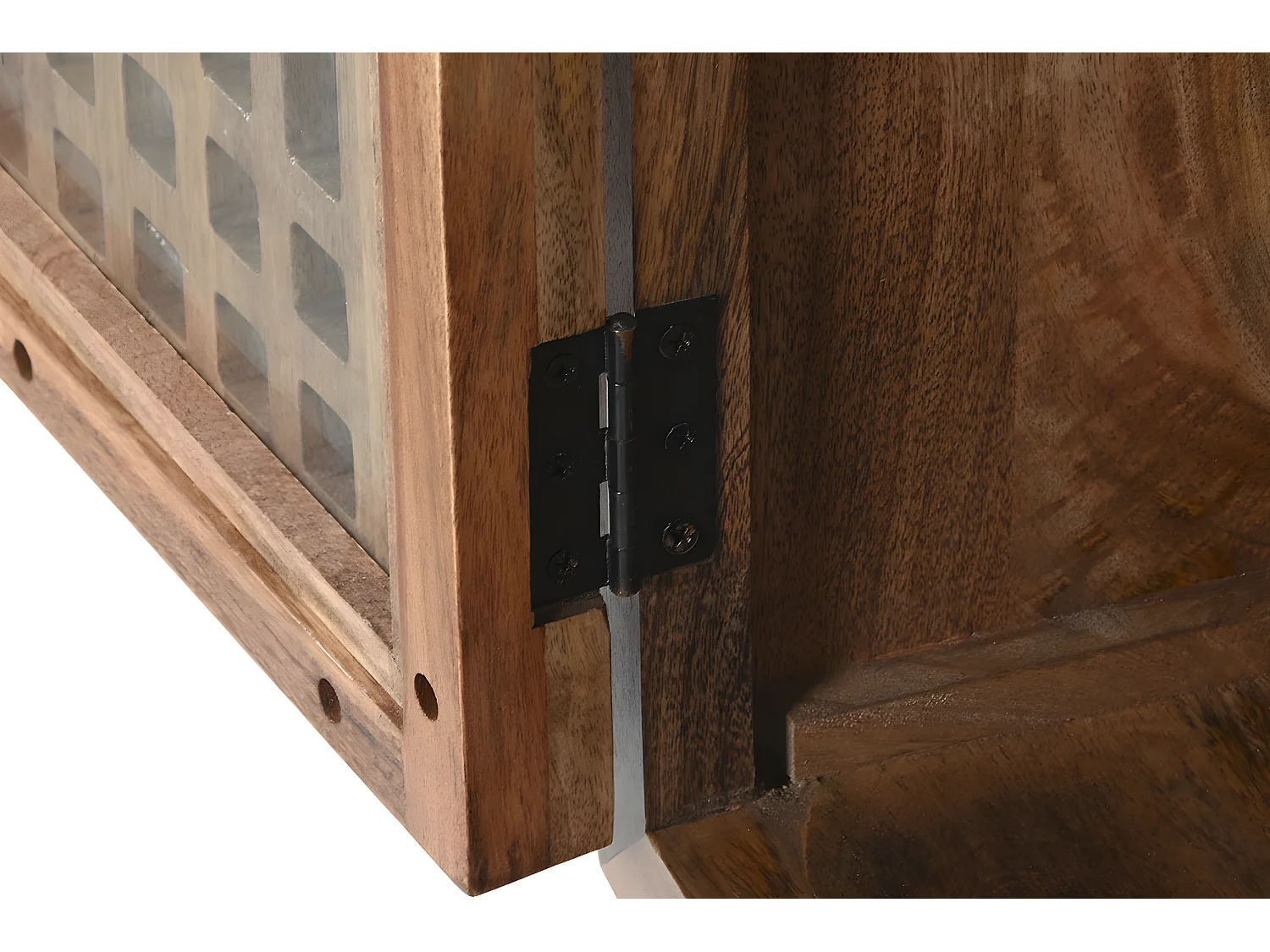 Table de nuit, table de chevet avec 1 porte en bois de manguier et verre - longueur 50 x profondeur 40 x Hauteur 65 cm