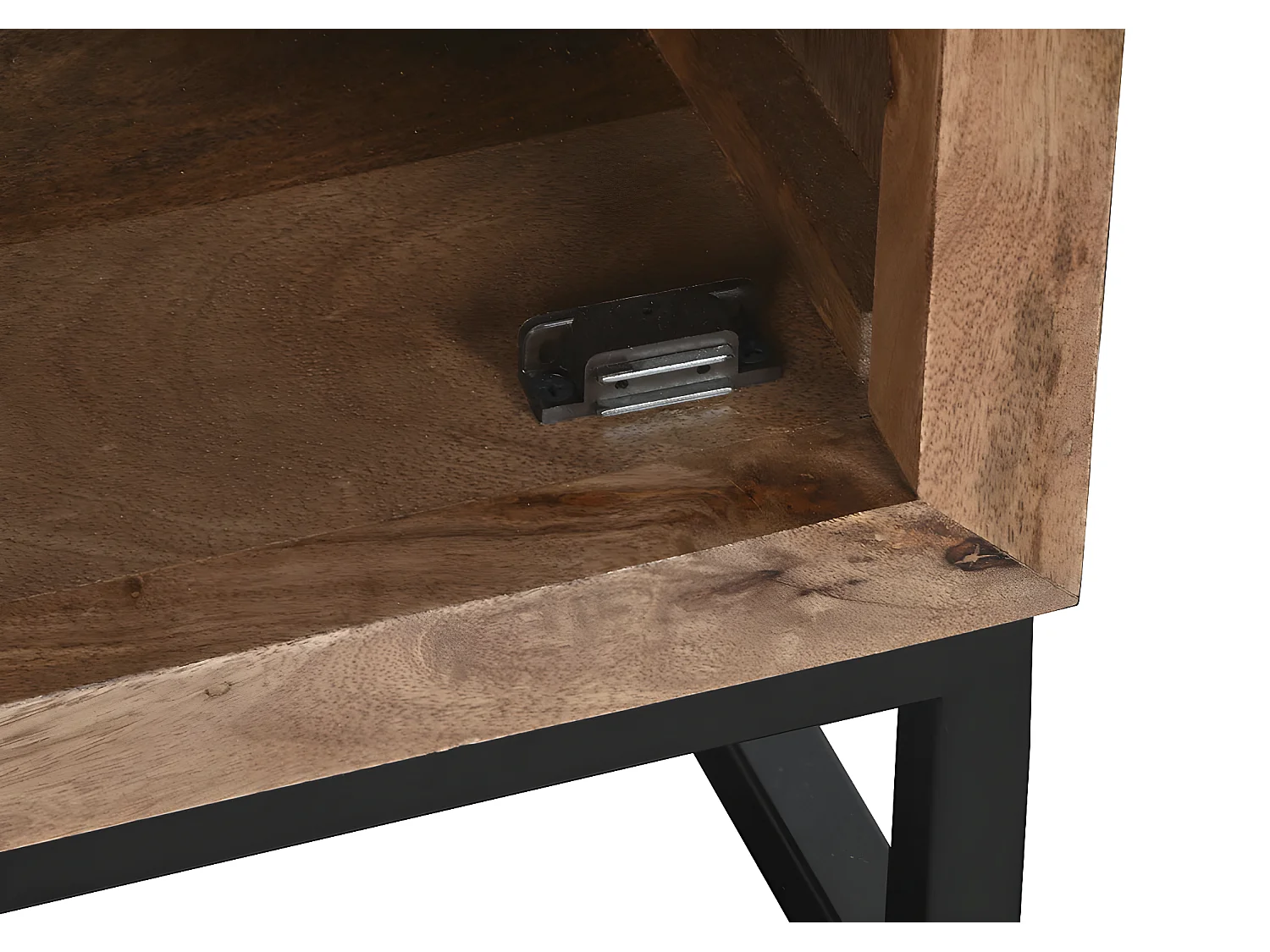 Table de nuit, table de chevet avec 1 porte en bois de manguier et verre - longueur 50 x profondeur 40 x Hauteur 65 cm