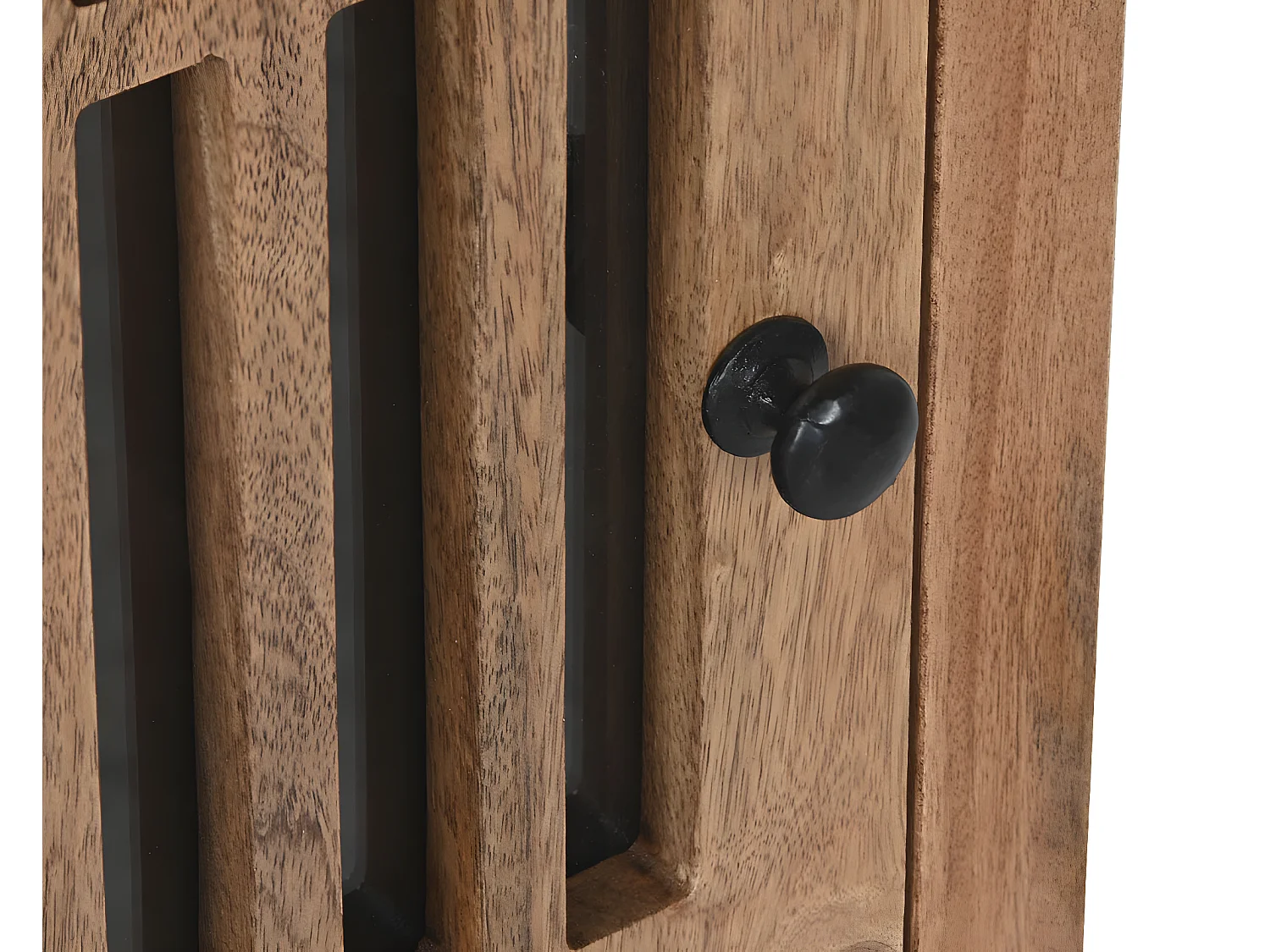 Table de nuit, table de chevet avec 1 porte en bois de manguier et verre - longueur 50 x profondeur 40 x Hauteur 65 cm