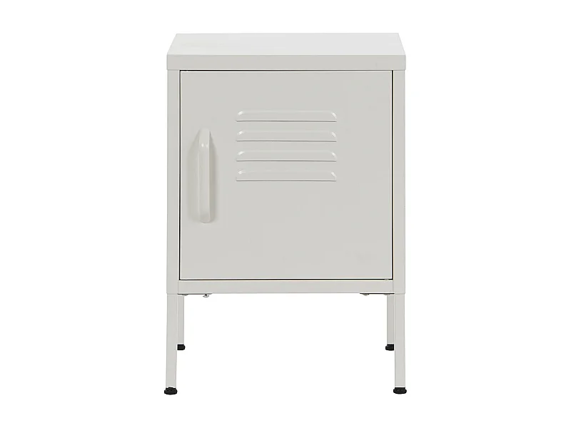 Table de nuit, table de chevet avec 1 porte en métal coloris blanc  - longueur 35 x profondeur 35 x Hauteur 51 cm