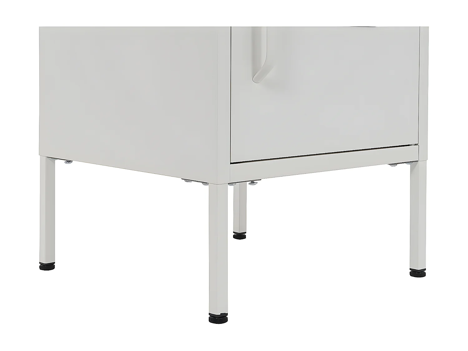 Table de nuit, table de chevet avec 1 porte en métal coloris blanc  - longueur 35 x profondeur 35 x Hauteur 51 cm