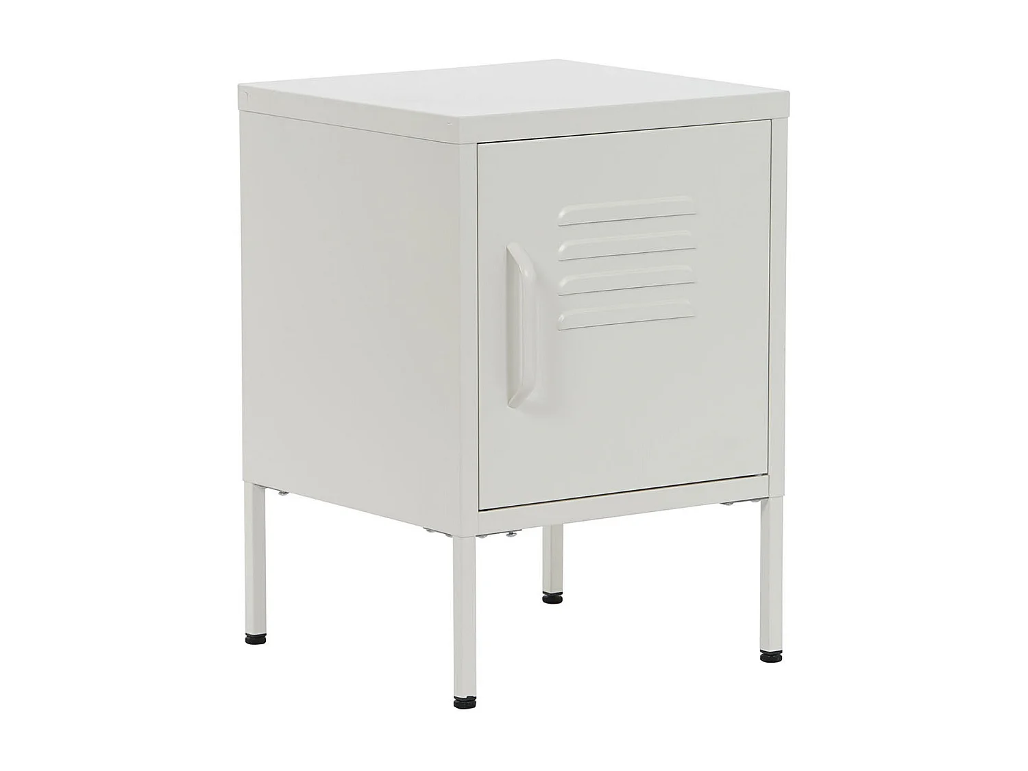 Table de nuit, table de chevet avec 1 porte en métal coloris blanc  - longueur 35 x profondeur 35 x Hauteur 51 cm