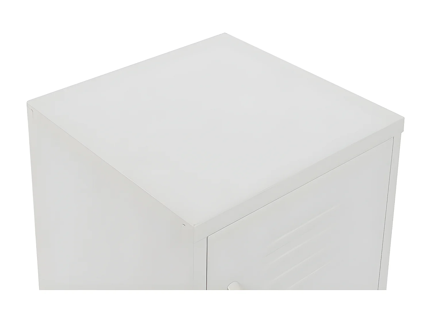 Table de nuit, table de chevet avec 1 porte en métal coloris blanc  - longueur 35 x profondeur 35 x Hauteur 51 cm