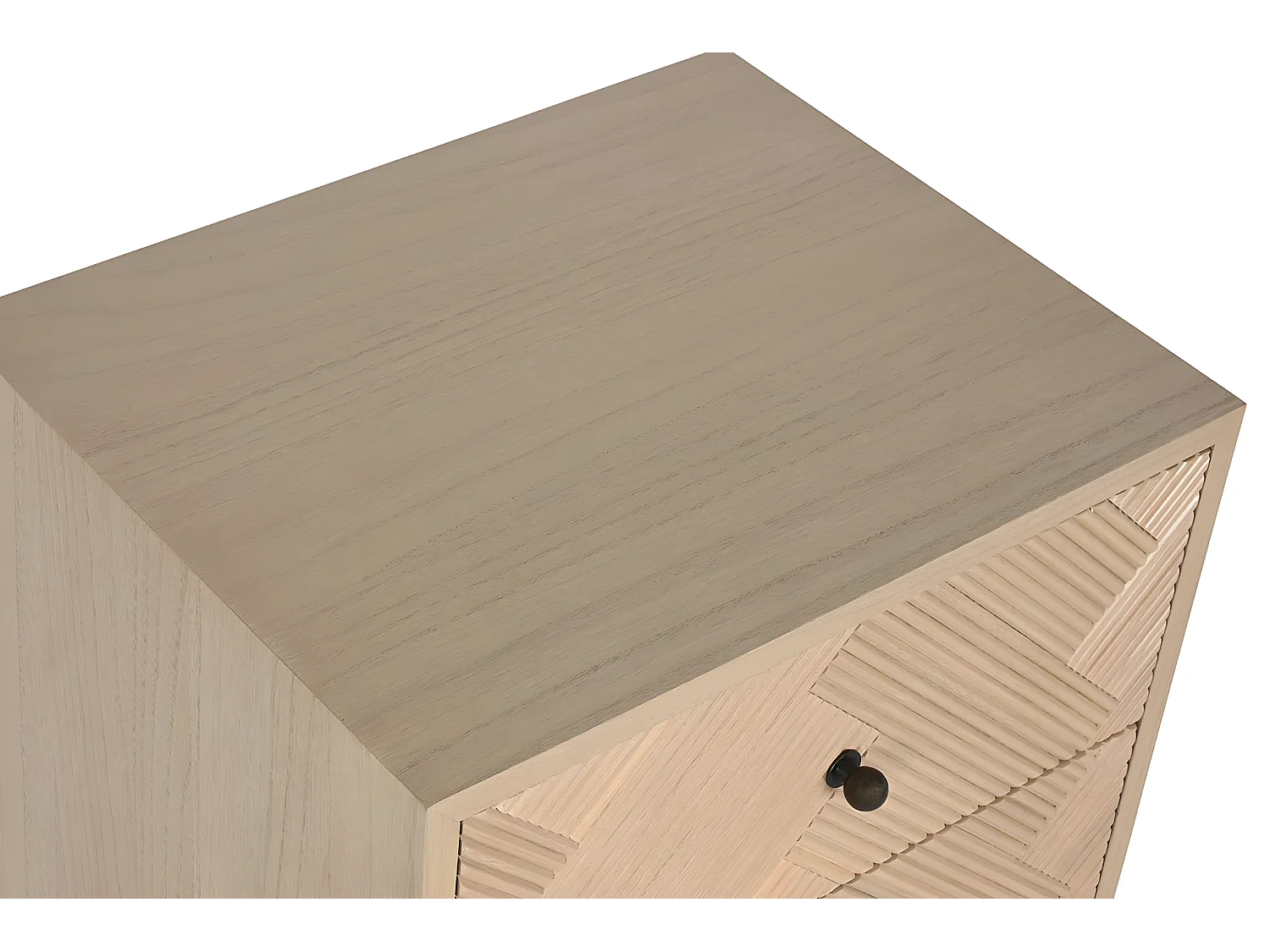 Table de nuit, table de chevet avec 3 tiroirs en bois coloris naturel - longueur  42 x profondeur 34 x Hauteur 70 cm