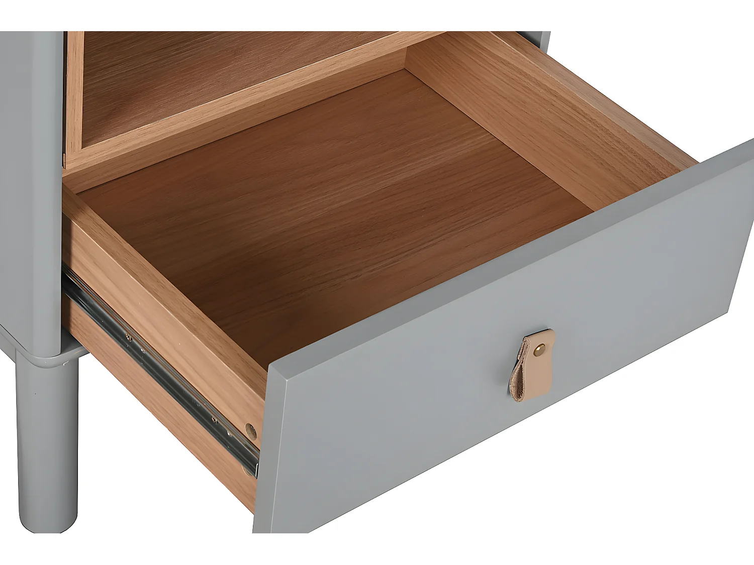 Table de nuit, table de chevet en bois coloris vert et PU coloris gris - longueur 48 x profondeur 40 x Hauteur 55 cm