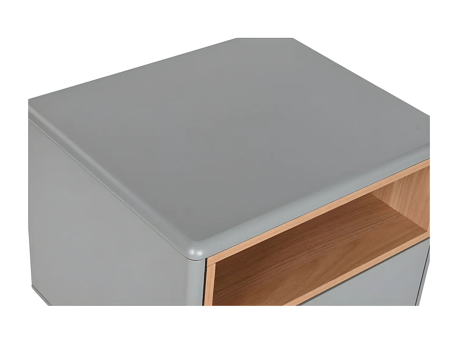 Table de nuit, table de chevet en bois coloris vert et PU coloris gris - longueur 48 x profondeur 40 x Hauteur 55 cm