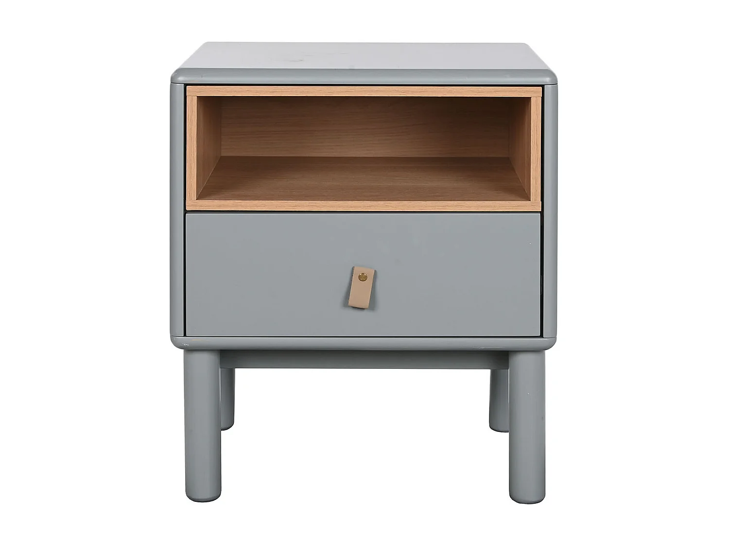 Table de nuit, table de chevet en bois coloris vert et PU coloris gris - longueur 48 x profondeur 40 x Hauteur 55 cm