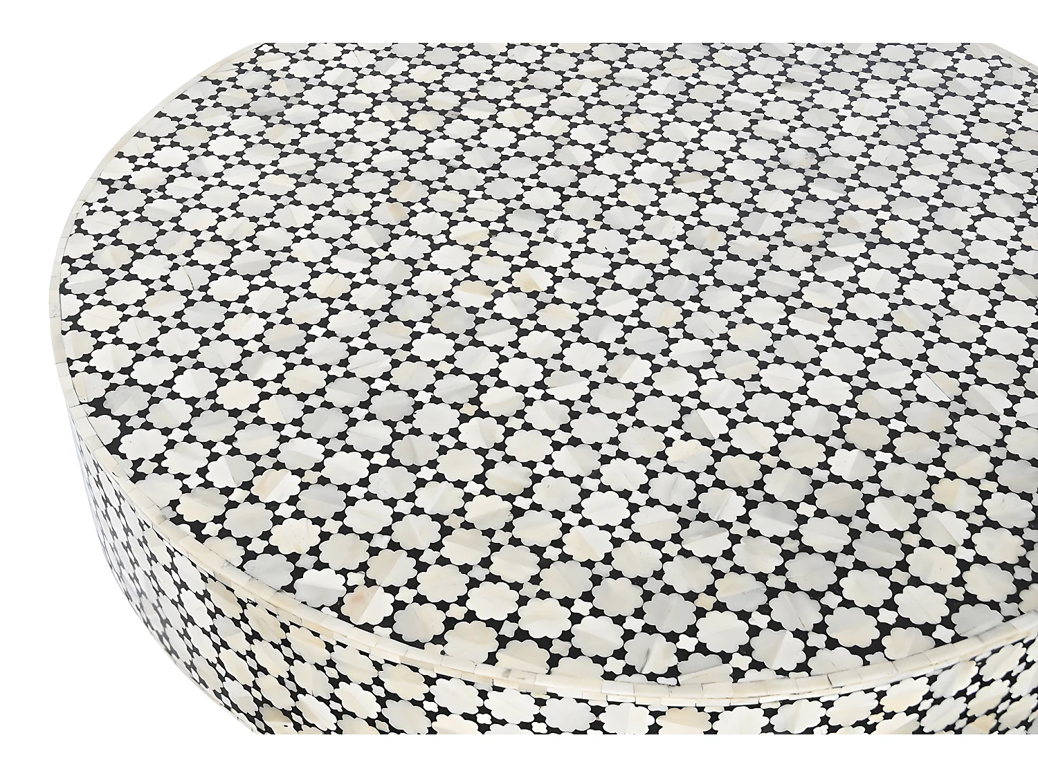 Table basse, table de salon en métal coloris noir, doré, blanc - diamètre 100 x Hauteur 40 cm