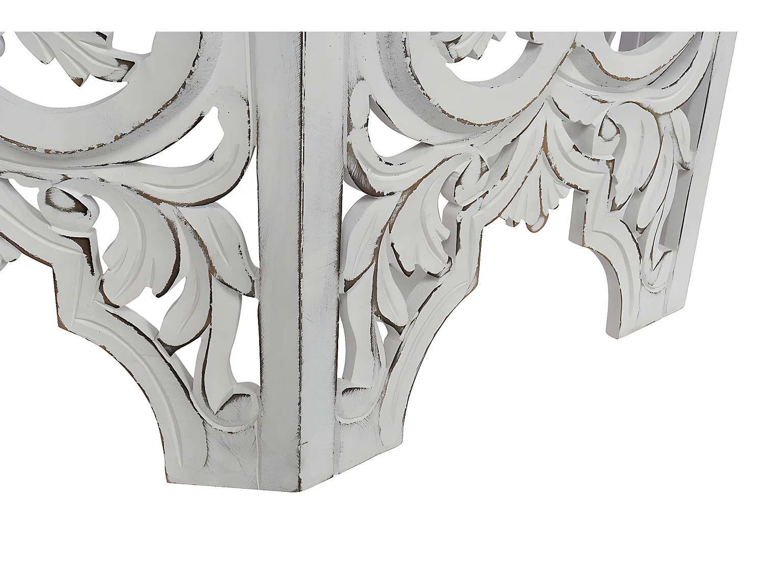 Table basse, table de salon en bois coloris blanc vieilli - longueur 84 x profondeur 84 x Hauteur 46 cm