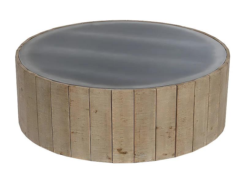 Table basse, table de salon ronde en bois coloris naturel - diamètre 90 x hauteur 30 cm
