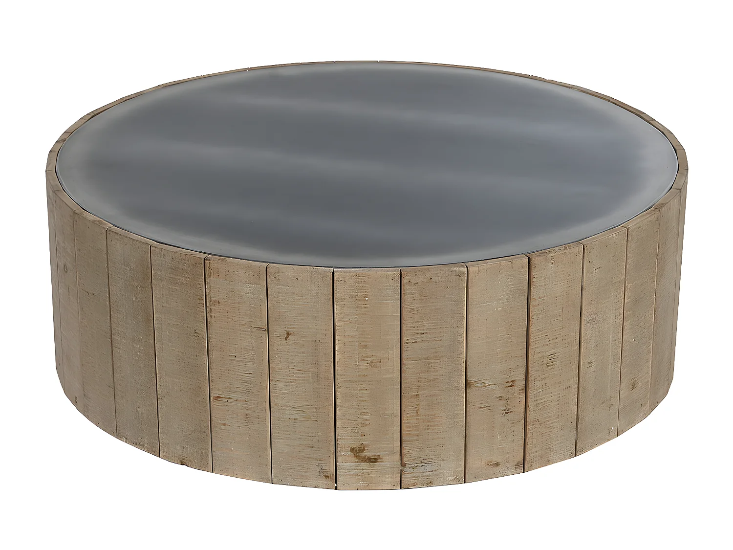 Table basse, table de salon ronde en bois coloris naturel - diamètre 90 x hauteur 30 cm