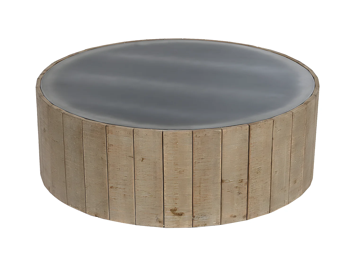 Table basse, table de salon ronde en bois coloris naturel - diamètre 90 x hauteur 30 cm