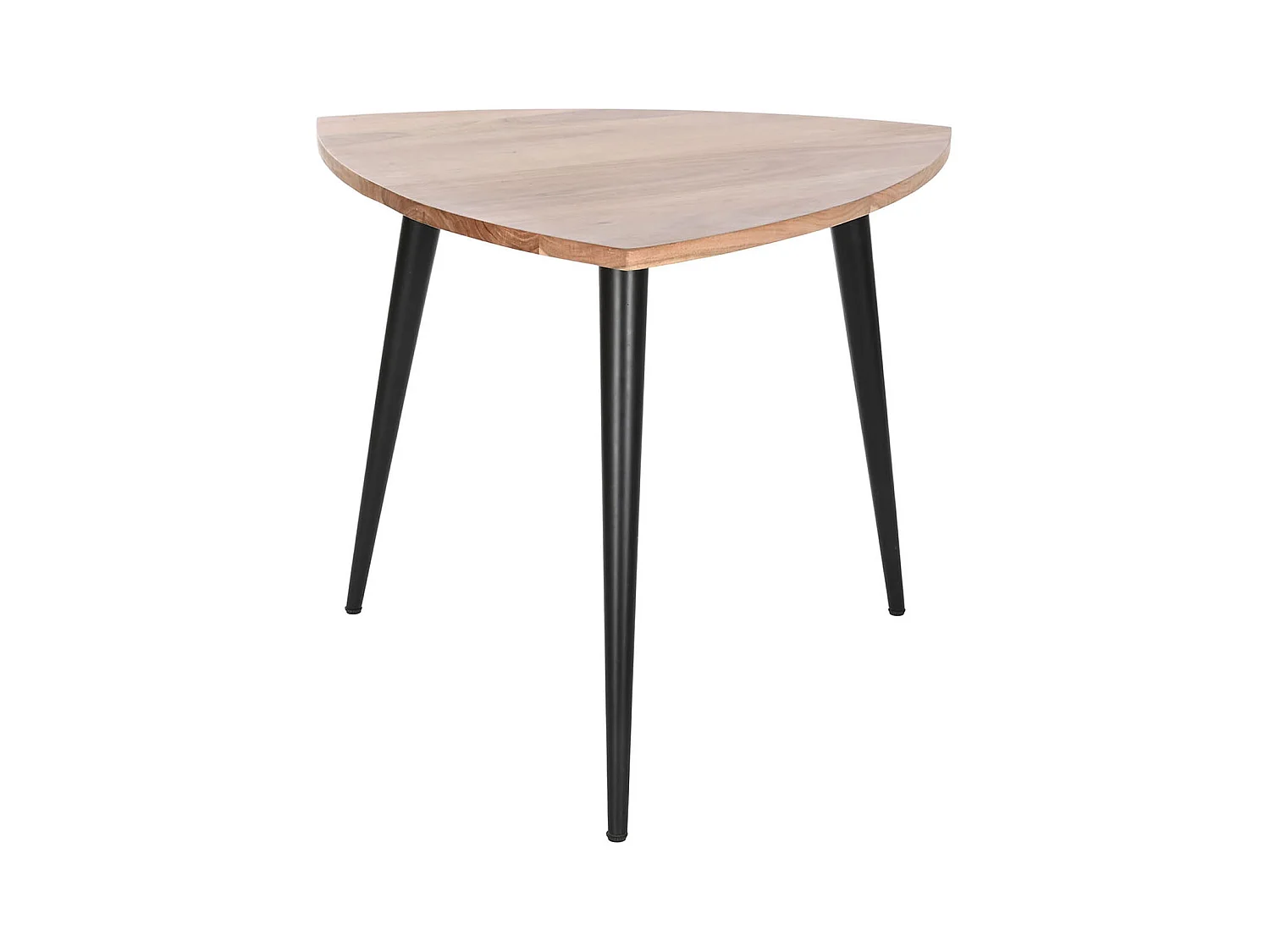 Table basse, table de salon en bois d'acacia coloris naturel et métal noir - longueur 90 x profondeur 90 x Hauteur 76 cm