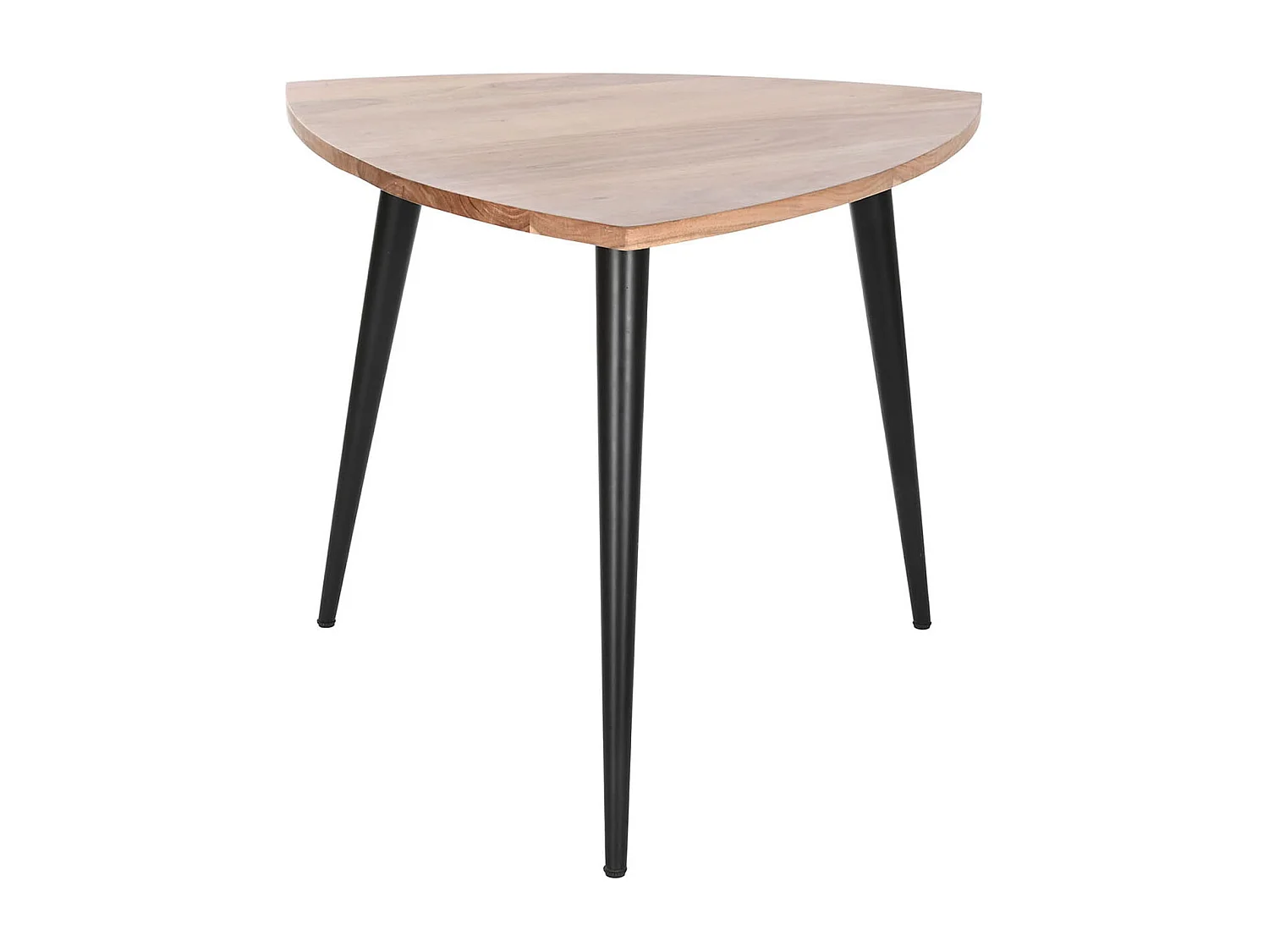 Table basse, table de salon en bois d'acacia coloris naturel et métal noir - longueur 90 x profondeur 90 x Hauteur 76 cm