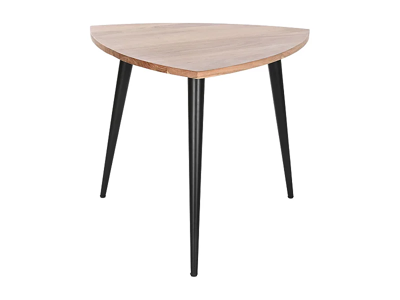 Table basse, table de salon en bois d'acacia coloris naturel et métal noir - longueur 90 x profondeur 90 x Hauteur 76 cm