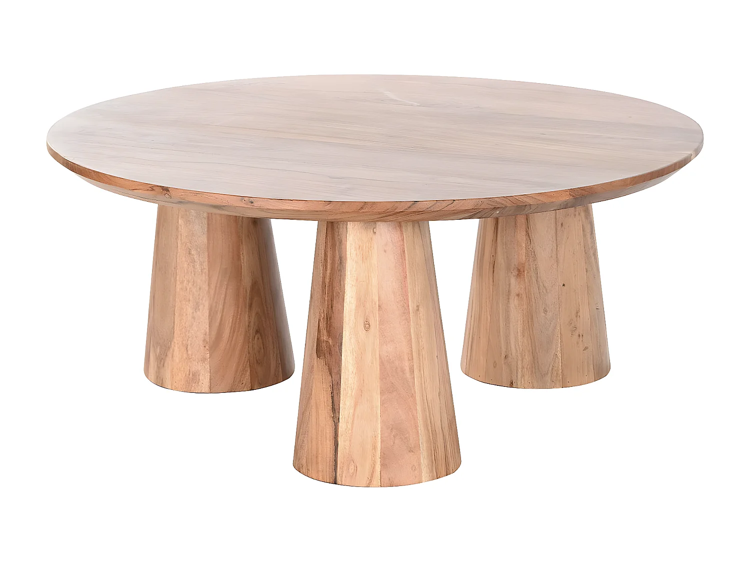 Table basse, table de salon en bois d'acacia coloris naturel - diamètre 100 x Hauteur 43 cm