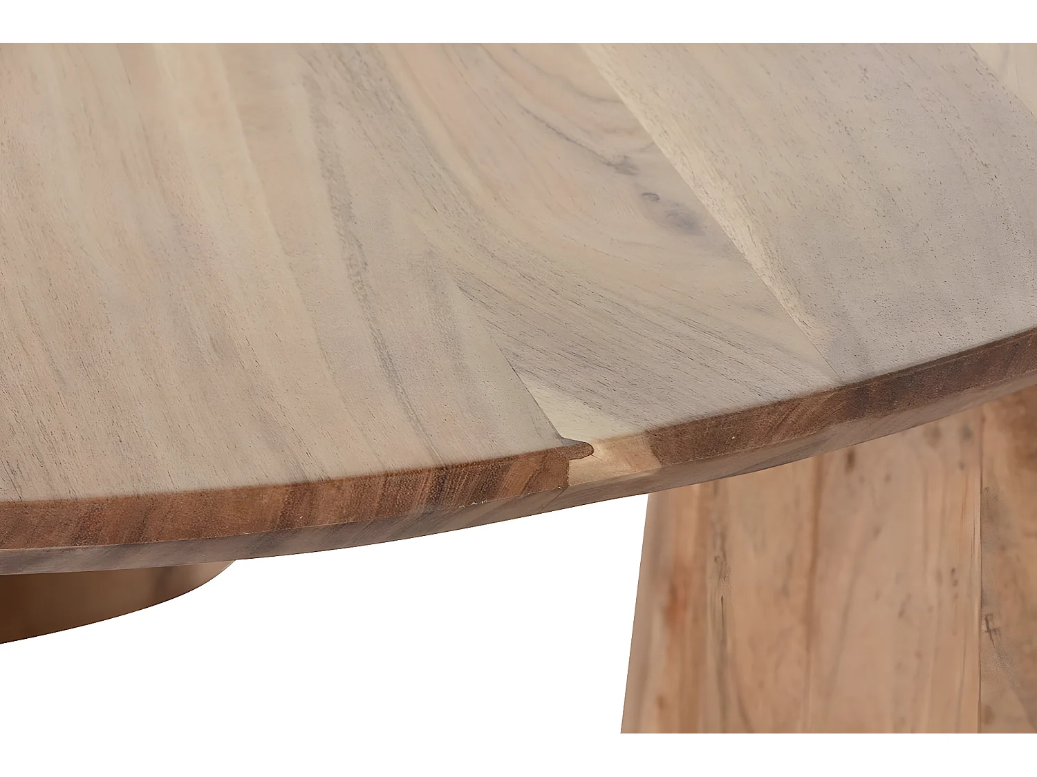 Table basse, table de salon en bois d'acacia coloris naturel - diamètre 100 x Hauteur 43 cm