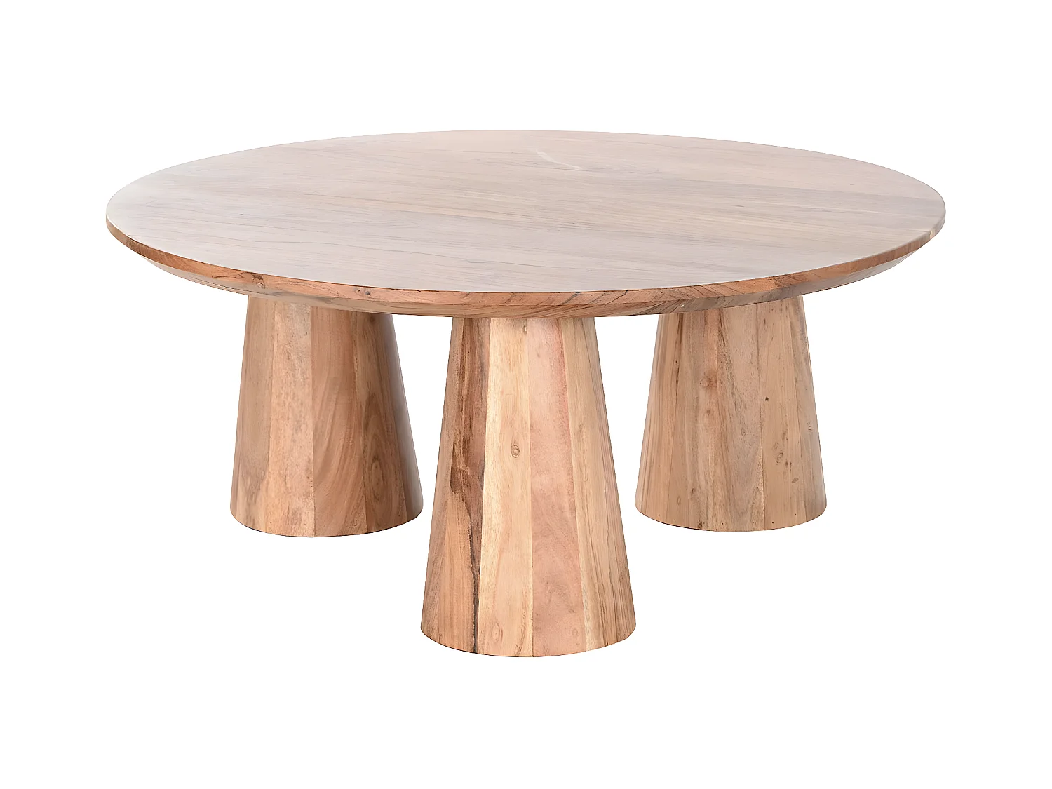 Table basse, table de salon en bois d'acacia coloris naturel - diamètre 100 x Hauteur 43 cm