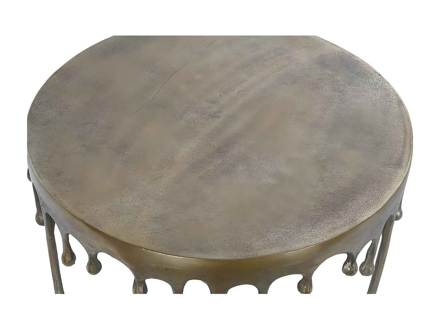 Table basse, table de salon ronde en aluminium coloris doré - diamètre 75 x Hauteur 40 cm