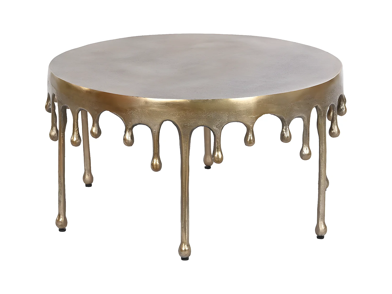 Table basse, table de salon ronde en aluminium coloris doré - diamètre 75 x Hauteur 40 cm