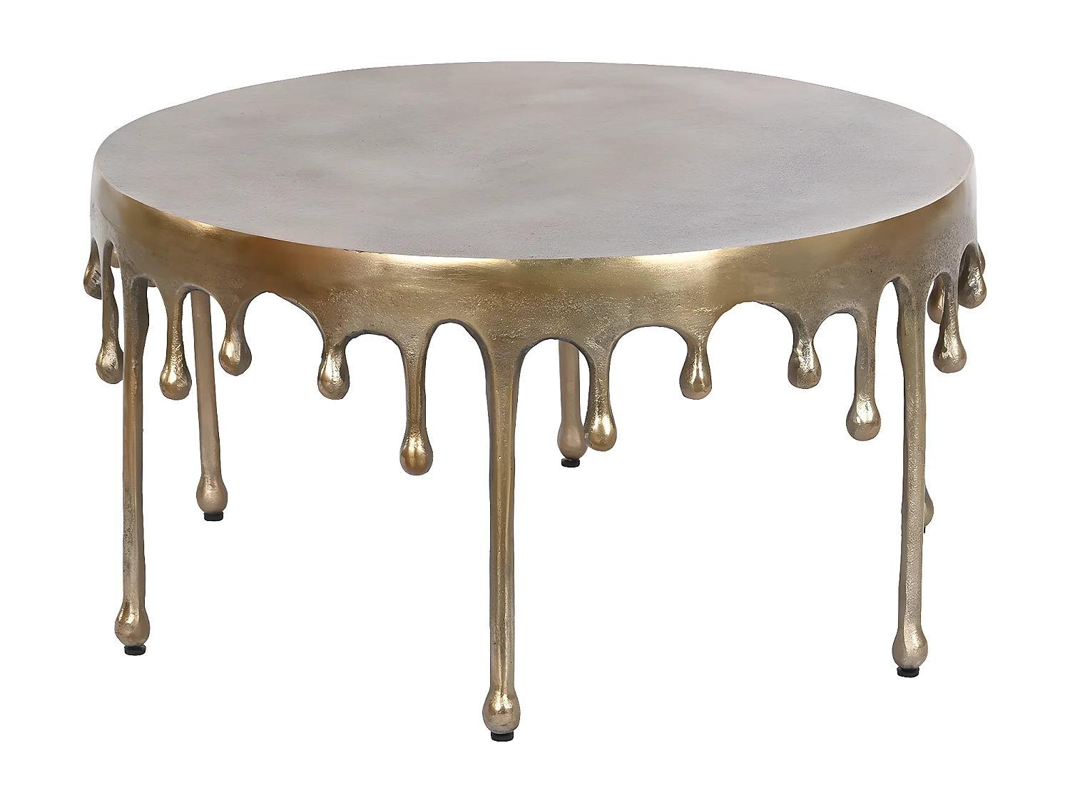 Table basse, table de salon ronde en aluminium coloris doré - diamètre 75 x Hauteur 40 cm
