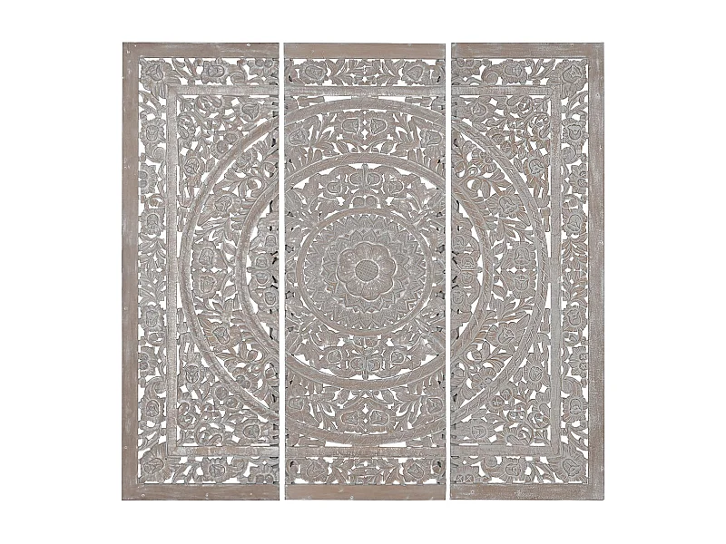 Ensemble de tête de lit en bois coloris gris  - longueur 180 x profondeur 3 x Hauteur 180 cm