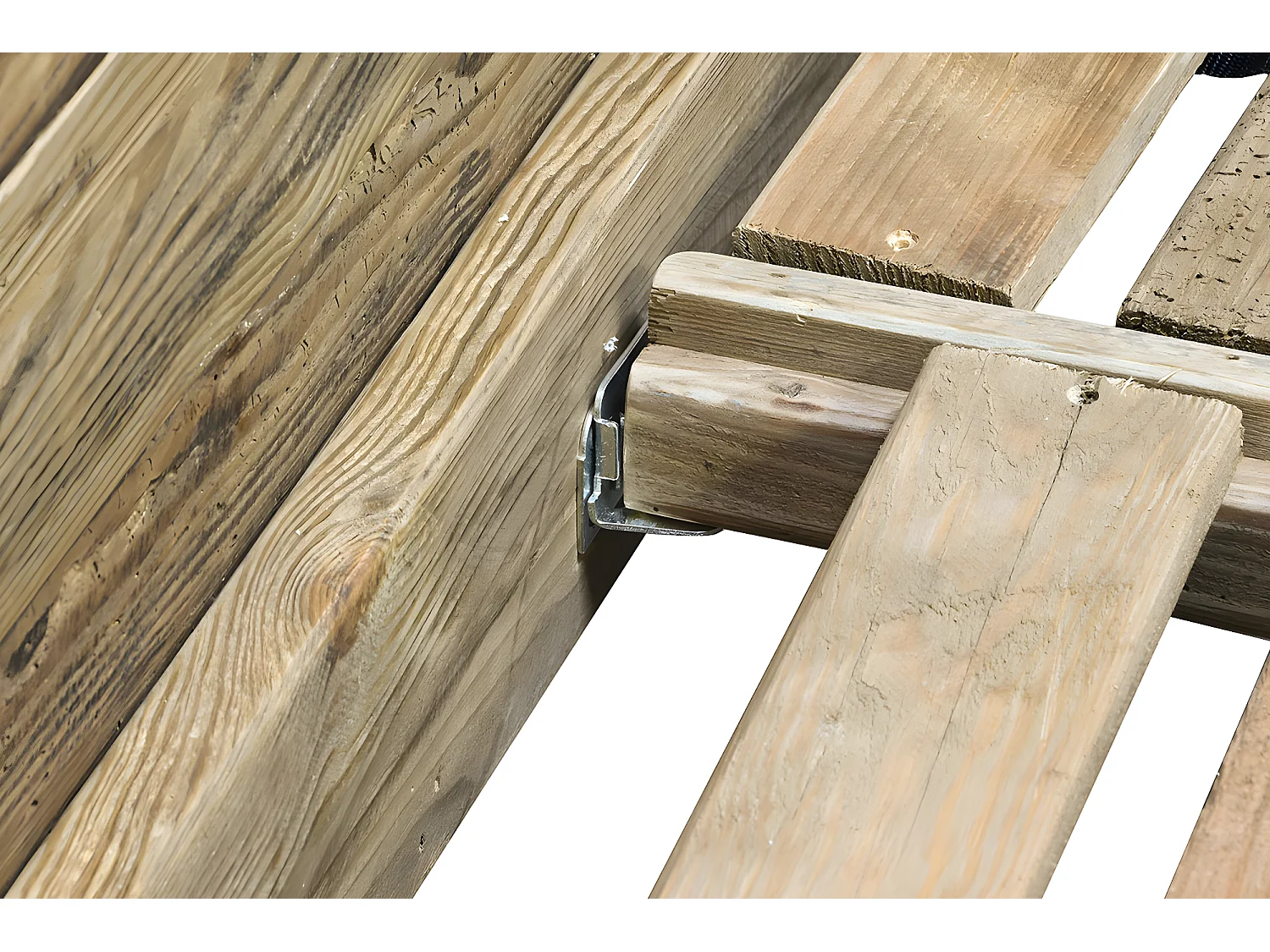 Lit adulte en bois de pin recyclé coloris naturel - longueur 202 x profondeur 222 x Hauteur 215  cm