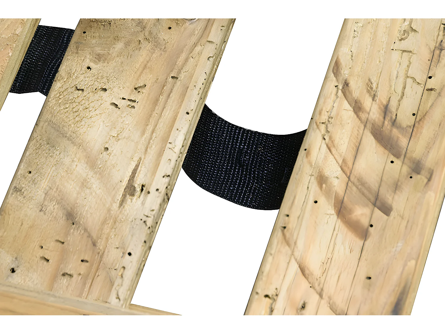 Lit adulte en bois de pin recyclé coloris naturel - longueur 202 x profondeur 222 x Hauteur 215  cm