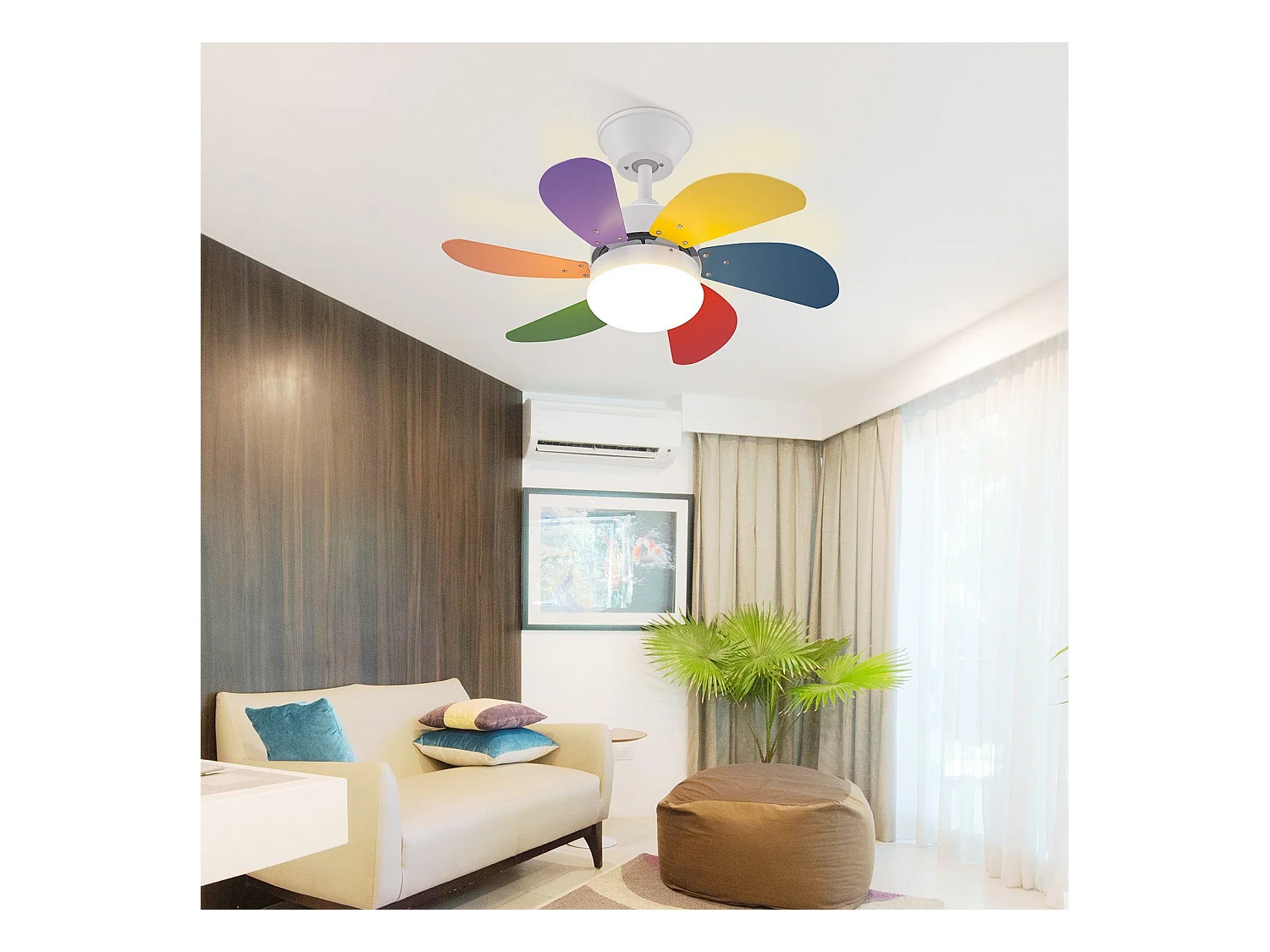 NETTLIFE Ventilateur de plafond blanc avec éclairage, télécommande, silencieux, avec minuterie, 6 pales, pour chambre à coucher